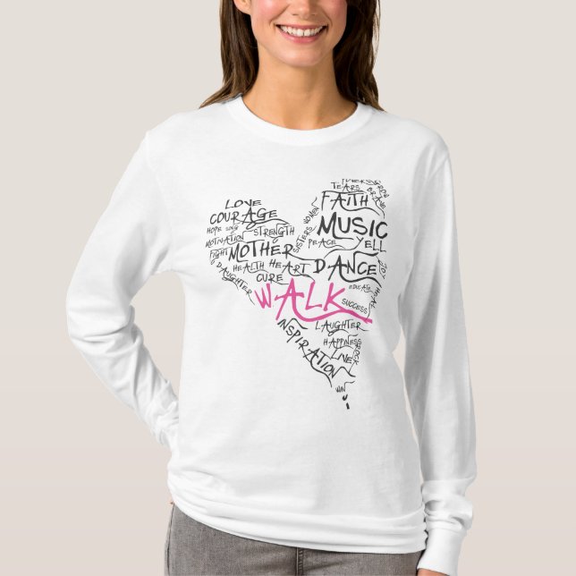 Breast Cancer Heart T-Shirt (Front)