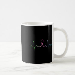 Breast Cancer Heartbeat Awareness Survivor Gift Coffee Mug