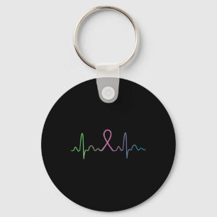 Breast Cancer Heartbeat Awareness Survivor Gift Key Ring