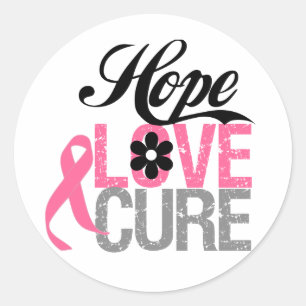 Breast Cancer HOPE LOVE CURE Gifts Classic Round Sticker