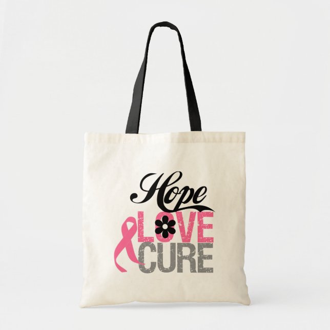 Breast Cancer HOPE LOVE CURE Gifts Tote Bag (Front)