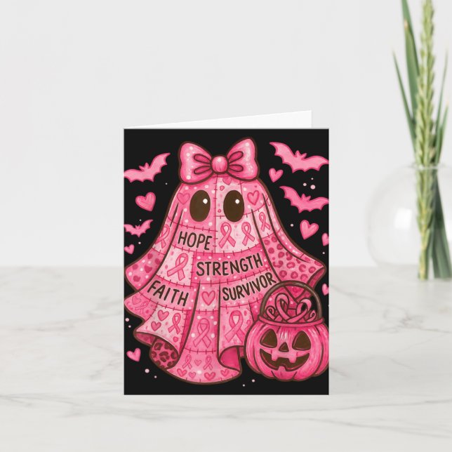 Breast Cancer Hope Strength Faith Survivor Ghost W Card (Front)