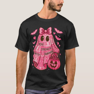 Breast Cancer Hope Strength Faith Survivor Ghost W T-Shirt
