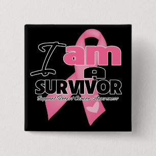 Breast Cancer - I am a Survivor 15 Cm Square Badge