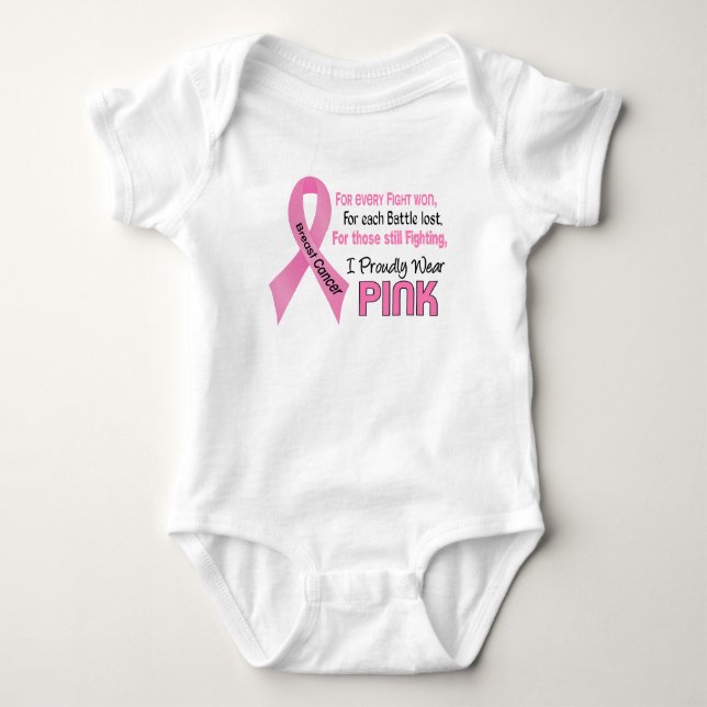 Breast Cancer I Proudly Wear Pink 1 Baby Bodysuit (Front)