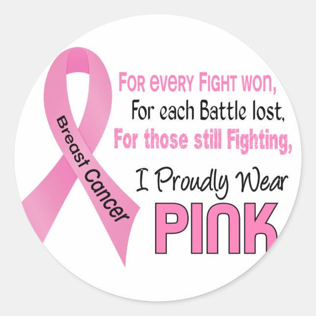 Breast Cancer I Proudly Wear Pink 1 Classic Round Sticker (Front)