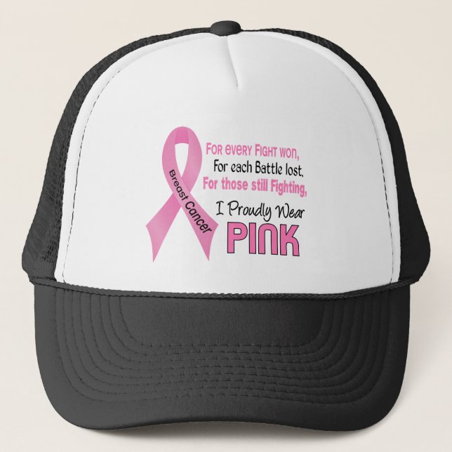 Breast Cancer I Proudly Wear Pink 1 Trucker Hat (Front)