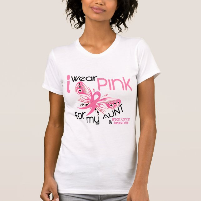 Breast Cancer I WEAR PINK FOR MY AUNT 45 T-Shirt (Front)