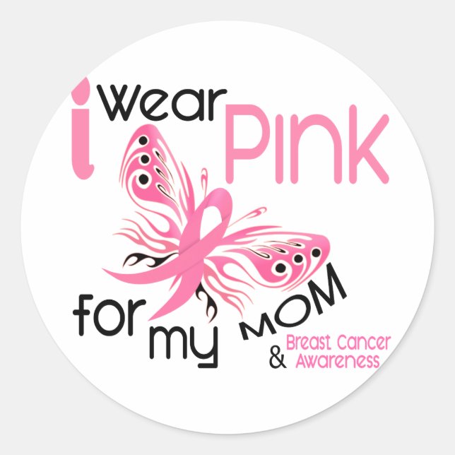 Breast Cancer I WEAR PINK FOR MY MOM 45 Classic Round Sticker (Front)