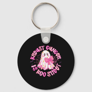 Breast Cancer Is Boo Sheet Pink Ghost Coquette Bow Key Ring