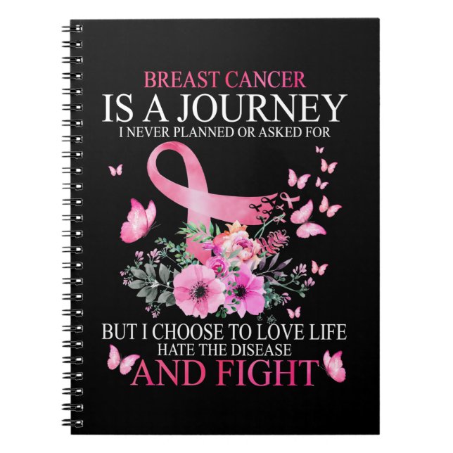 Breast Cancer Journey Butterfly Fight Cancer Survi Notebook (Front)