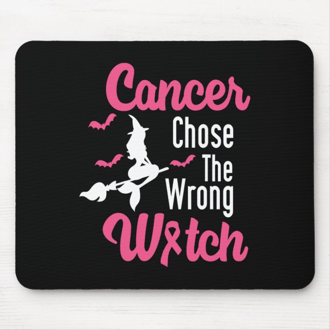 Breast Cancer Messed With The Wrong Pink Witch Hat Mouse Pad (Front)