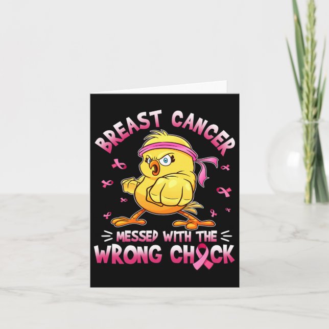 Breast Cancer Messed With The Wrongs Chick Funny  Card (Front)