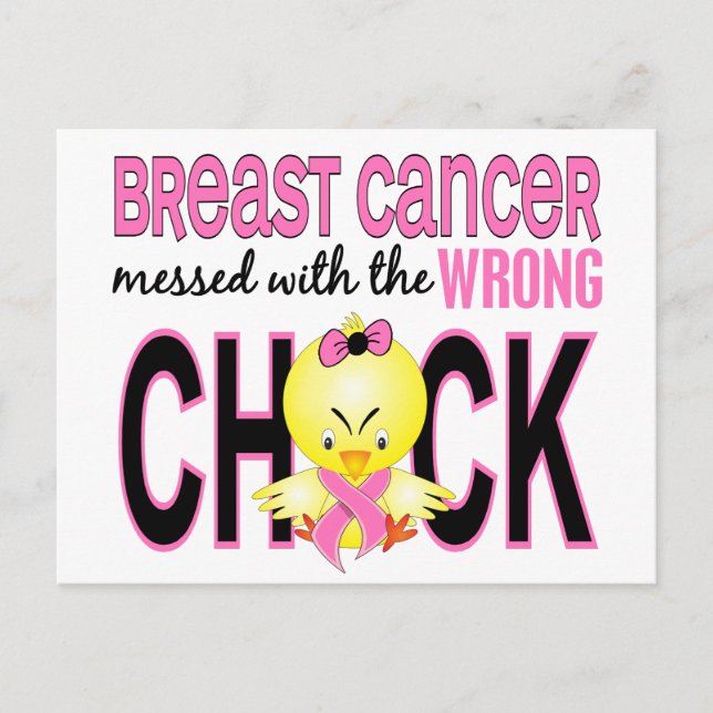 Breast Cancer Messed With Wrong Chick Postcard (Front)