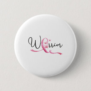 Breast Cancer Month Butterflies Pink Ribbon Women' 6 Cm Round Badge