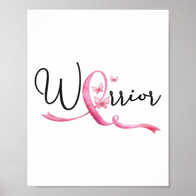 Breast Cancer Month Butterflies Pink Ribbon Women' Poster (Front)