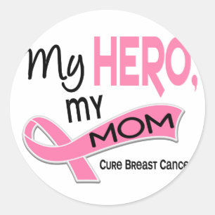 Breast Cancer MY HERO, MY MOM 42 Classic Round Sticker