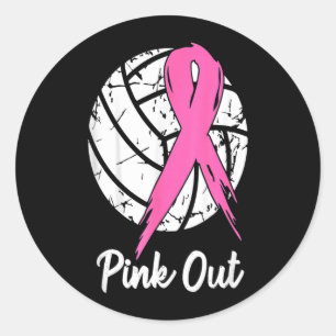 Breast Cancer nk Out Ribbon Volleyball Awareness Classic Round Sticker