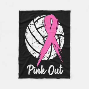 Breast Cancer nk Out Ribbon Volleyball Awareness Fleece Blanket