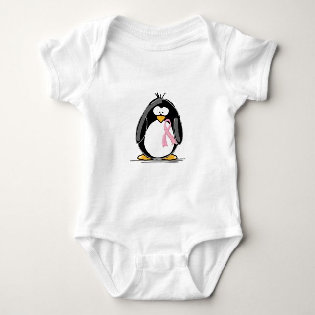 Breast Cancer Penguin Baby Bodysuit (Front)