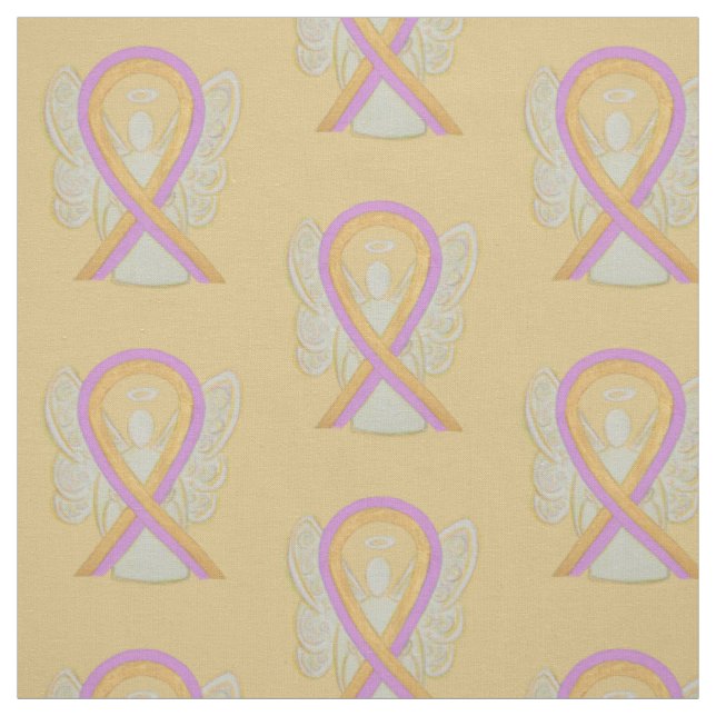 Breast Cancer Phyllodes Tumour Ribbon Angel Fabric (Swatch)