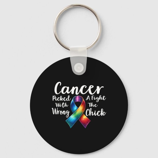 Breast Cancer Picked A Fight With The Wrong Chick  Key Ring (Front)