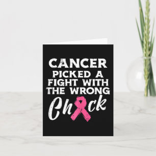 Breast Cancer Picked A Fight Wrong Chick Awareness Card