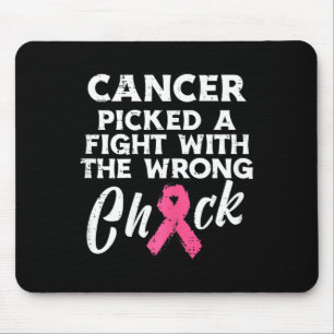 Breast Cancer Picked A Fight Wrong Chick Awareness Mouse Pad