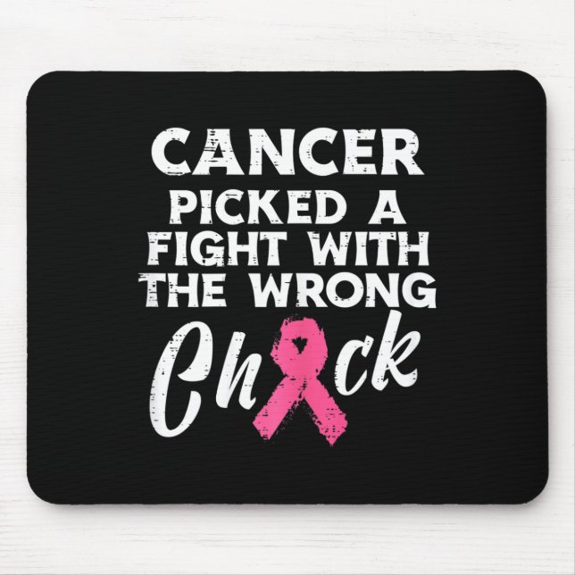 Breast Cancer Picked A Fight Wrong Chick Awareness Mouse Pad (Front)