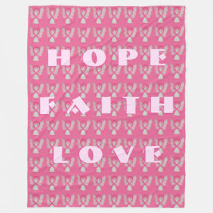 Breast Cancer Pink Awareness Ribbon Angel Blanket