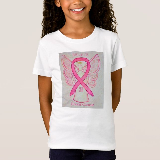 Breast Cancer Pink Awareness Ribbon Angel Shirt (Front)
