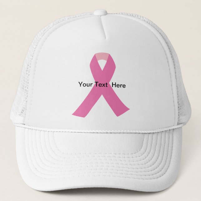 breast cancer pink awareness ribbon trucker hat (Front)