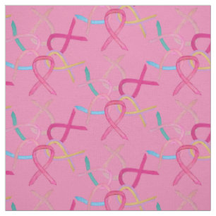 Breast Cancer Pink Awareness Ribbons Fabric Custom