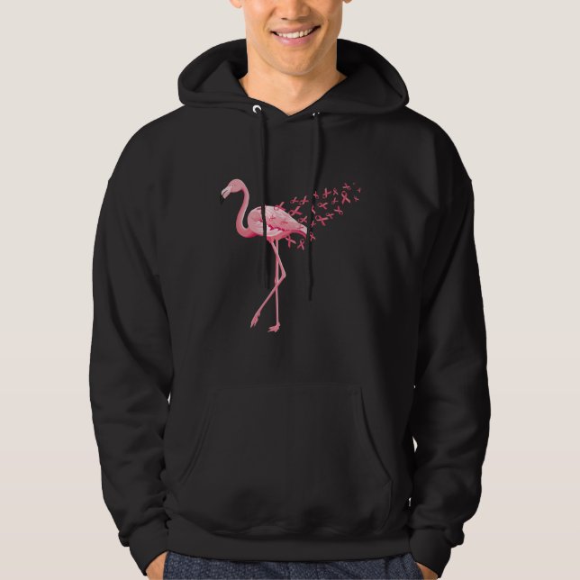 Breast Cancer Pink Flamingo Ribbon Recovery Hoodie (Front)