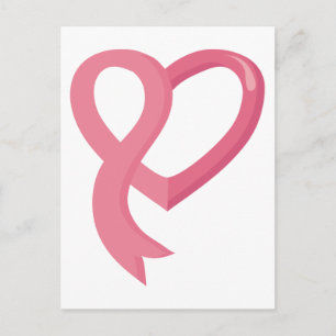 Breast Cancer Pink Heart Ribbon Postcard