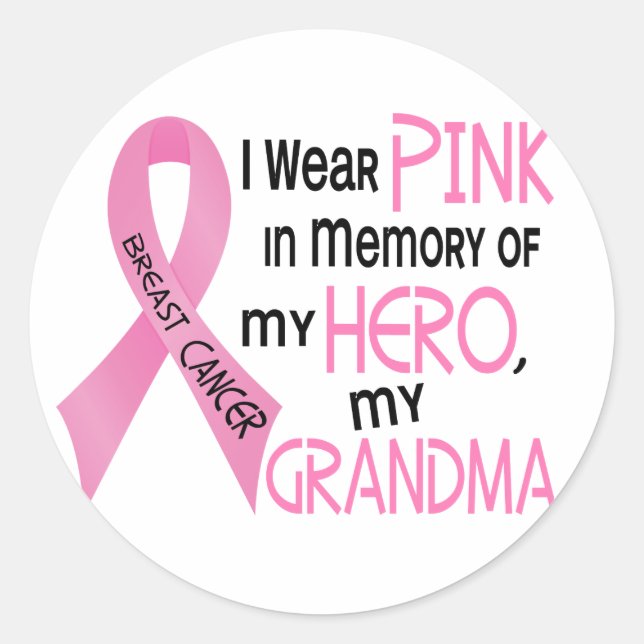 Breast Cancer PINK IN MEMORY OF MY GRANDMA 1 Classic Round Sticker (Front)