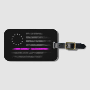 BREAST CANCER Pink Line Vintage Betsy Ross Flag To Luggage Tag