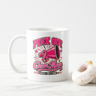 Breast Cancer Pink Out Cheer Mom Cheer for A Cure Coffee Mug
