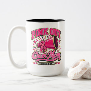 Breast Cancer Pink Out Cheer Mum Cheer for A Cure Two-Tone Coffee Mug