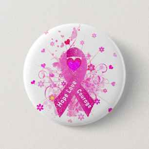 Breast Cancer Pink Ribbon 6 Cm Round Badge