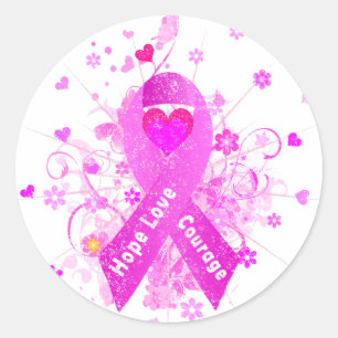 Breast Cancer Pink Ribbon Classic Round Sticker