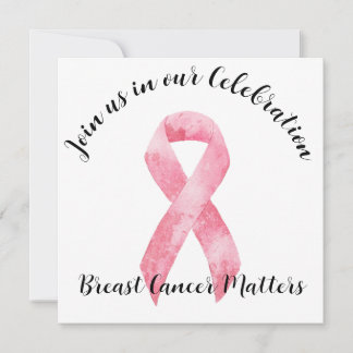 Breast Cancer Pink Ribbon End of Chemo Party Invitation