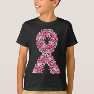 Breast Cancer Pink Ribbon Floral Flower Cute Aware T-Shirt