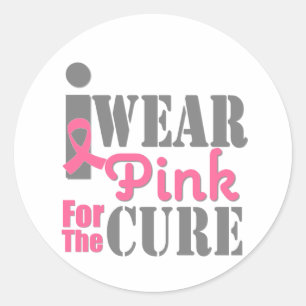 BREAST CANCER PINK RIBBON For The Cure Classic Round Sticker