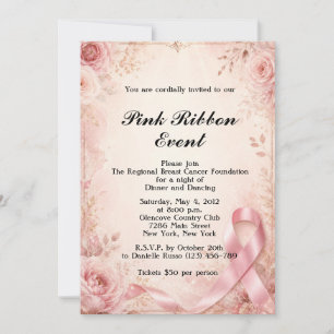 Breast Cancer Pink Ribbon Fundraiser Invitation
