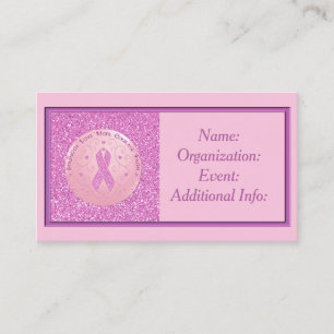Breast Cancer Pink Ribbon Glitter Business Card 3