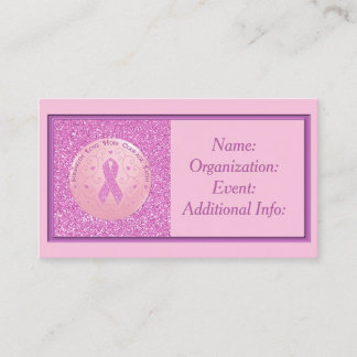 Breast Cancer Pink Ribbon Glitter Business Card 3
