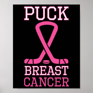 Breast Cancer Pink Ribbon Ice Hockey Cancer Day Poster