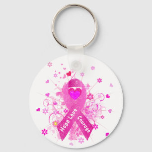 breast cancer pink ribbon key ring