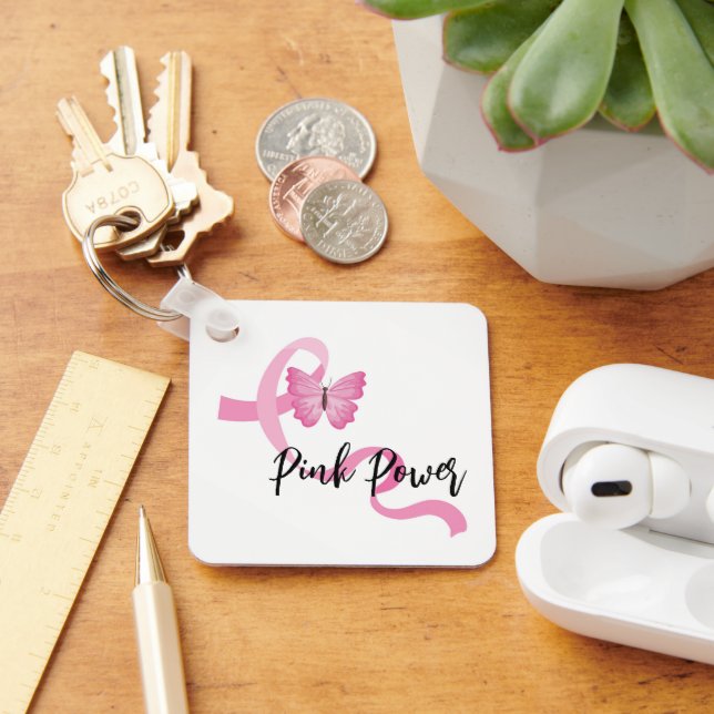 Breast Cancer Pink Ribbon Keychain (Desk)